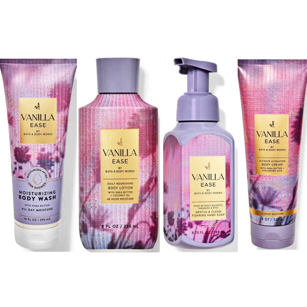 Bath & Body Works Vanilla Ease 4 Piece Body Care Collection Set NEW Rare